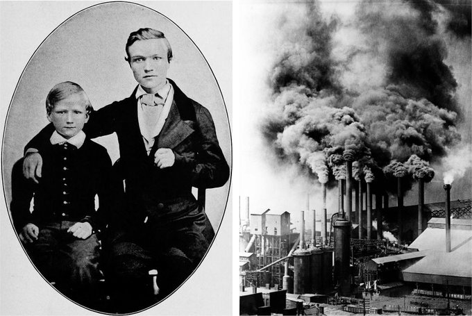 Andrew Carnegie 与匹兹堡钢铁厂对照照片